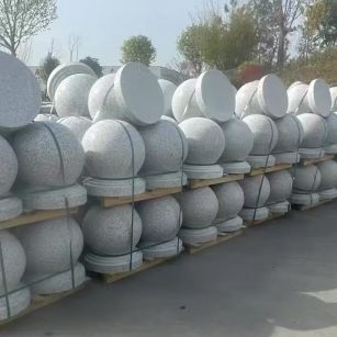 漳州 白麻花岗岩石材圆球，石球，挡车球，隔离球，景观石球，风水球等