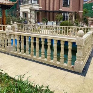 漳州黄金麻花岗岩石材栏杆，扶手，将军柱，花瓶柱