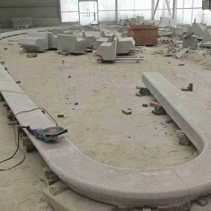 漳州 芝麻白花岗岩弧形花坛石，坐凳石