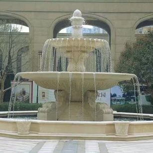 漳州 黄金麻花岗岩异型加工——户外庭院石雕流水喷泉