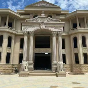 漳州 黄金麻别墅外墙干挂，大柱，大象，蘑菇石，雕花板