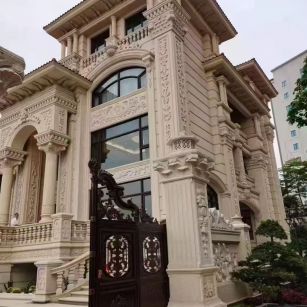 漳州 黄金麻花岗岩别墅外墙干挂效果展示