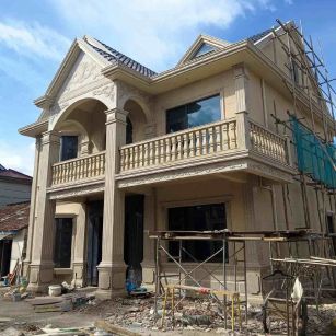 漳州 黄金麻花岗岩石材私人别墅雕花门楼柱阳台栏杆