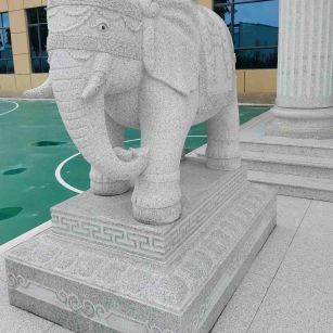 漳州 白麻花岗岩动物异形石雕-大象