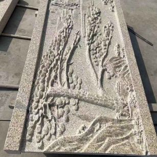 漳州 黄金麻雕刻板浮雕迎客松