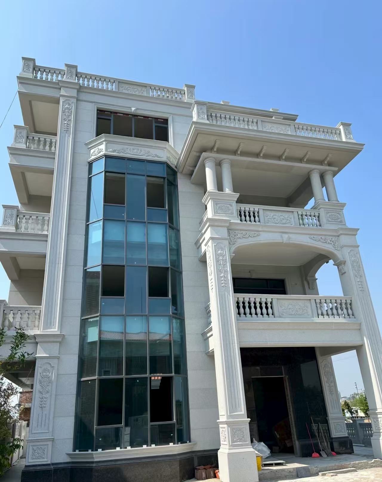 漳州 白麻花岗岩别墅外墙干挂效果展示