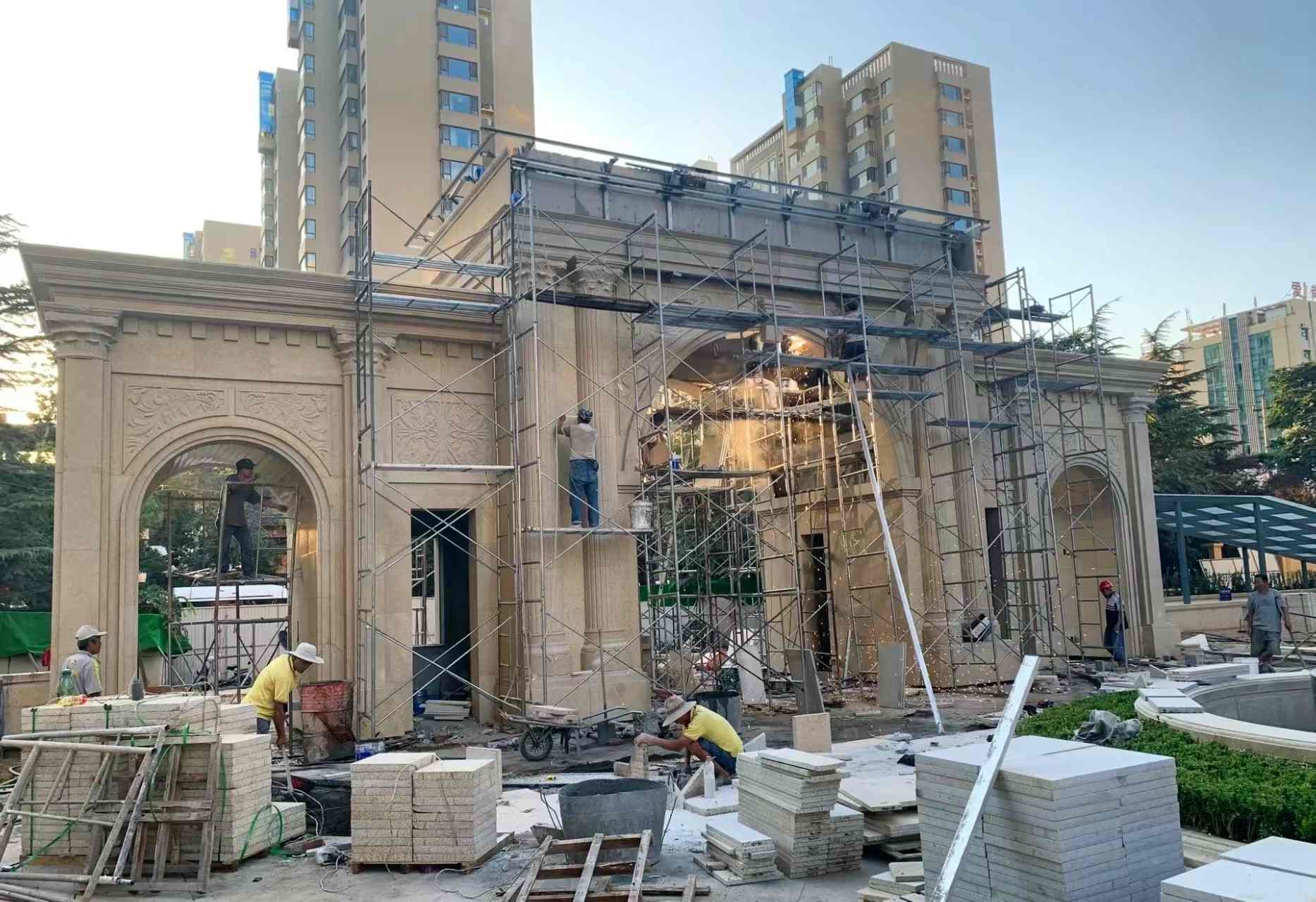 漳州 黄金麻荔枝面花岗岩小区门楼外墙干挂