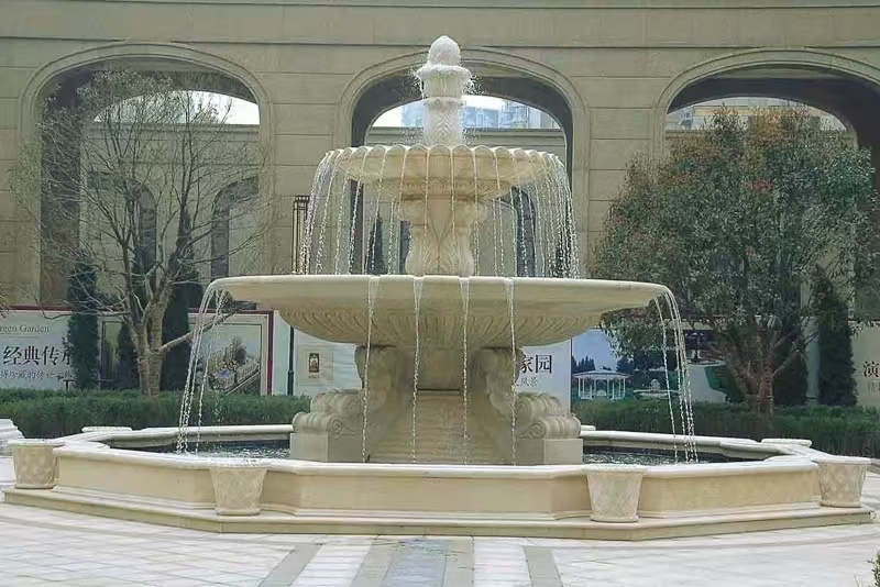 漳州 黄金麻花岗岩异型加工——户外庭院石雕流水喷泉