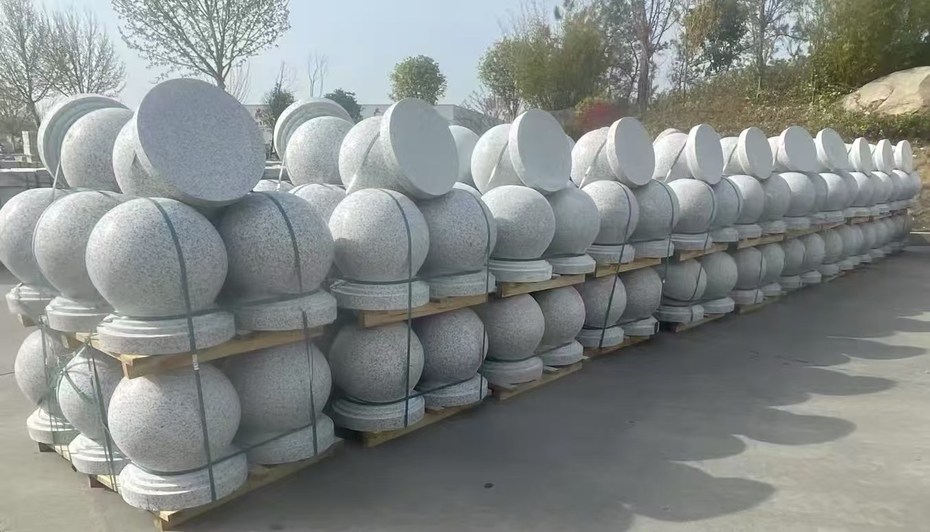 漳州 白麻花岗岩石材圆球，石球，挡车球，隔离球，景观石球，风水球等